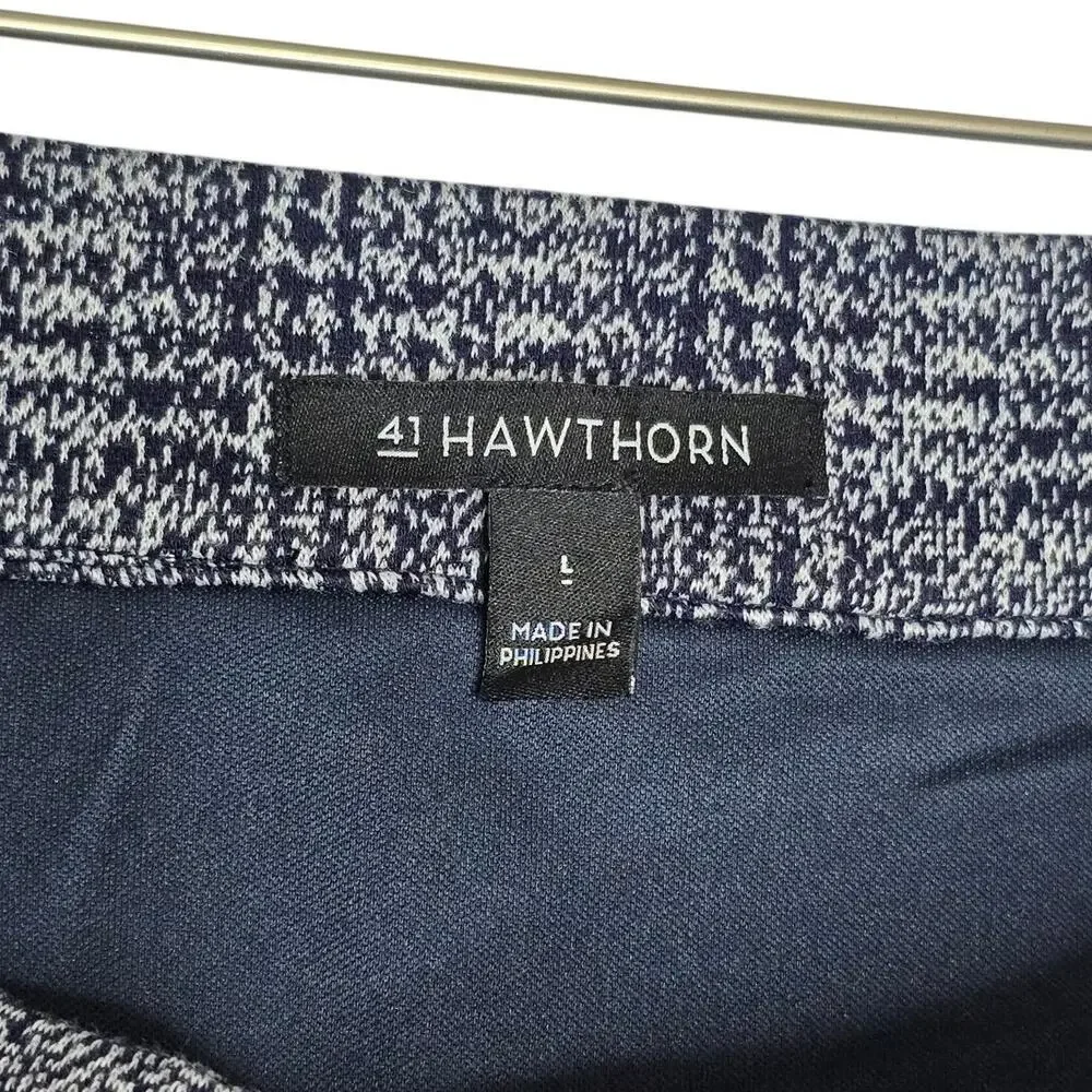 41Hawthorn Womens L Navy White Plaid Pencil Skirt Stretch Lined Career Work